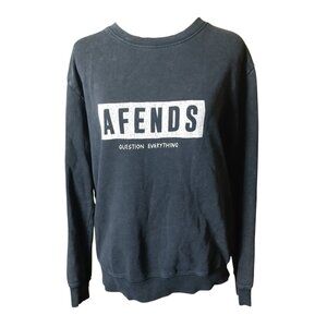 Afends Women's Size 6 Black Distressed Wash Sweatshirt Casual Graphic Pullover